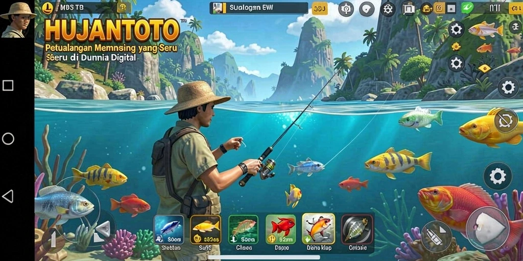 Tampilan menakjubkan dari gameplay memancing di HUJANTOTO.
