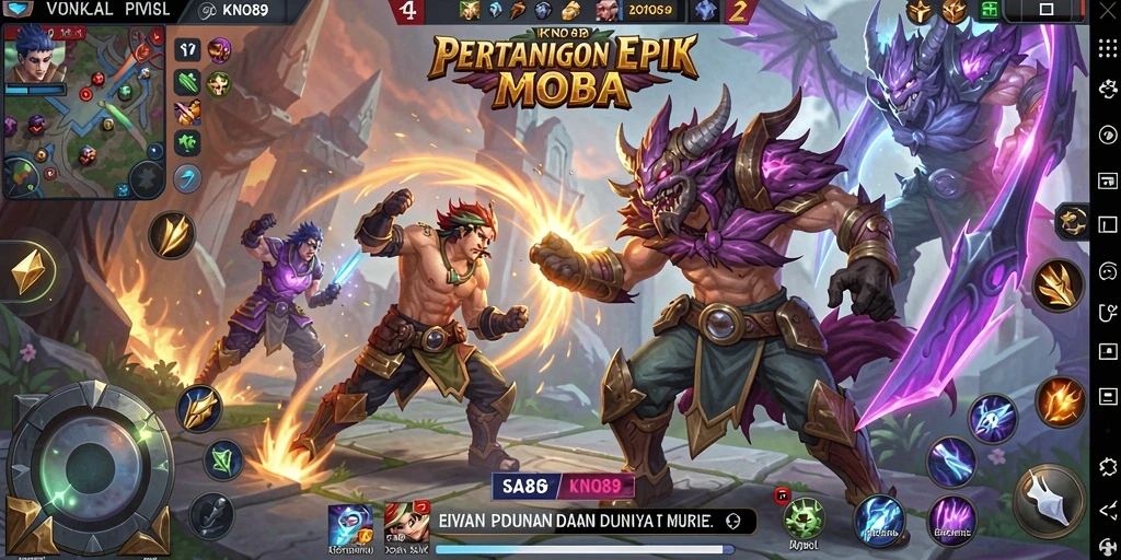 Screenshot utama KNO89 menampilkan aksi seru gameplay MOBA.