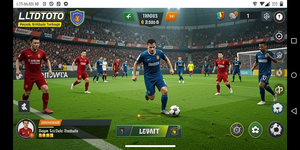 Tampilan gameplay seru dalam LTDTOTO yang menampilkan aksi sepak bola.