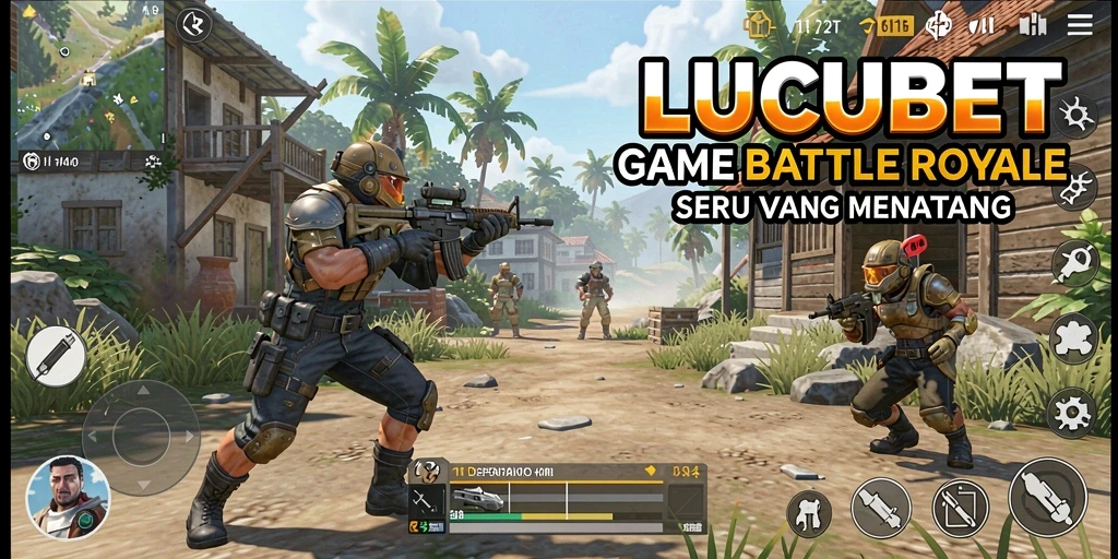 Screenshot gameplay LUCUBET menampilkan aksi seru dalam pertempuran Battle Royale.