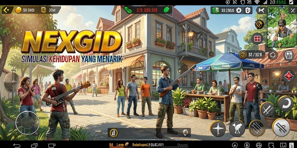Screenshot menunjukkan pemain menjelajahi dunia virtual NEXGID.
