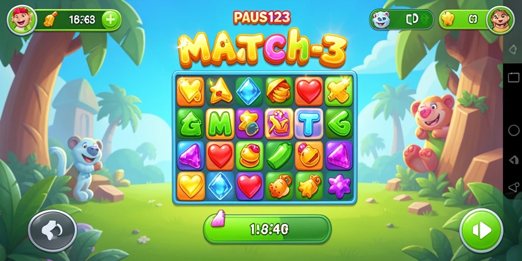 Tampilan gameplay PAUS123 yang penuh warna dan interaktif.