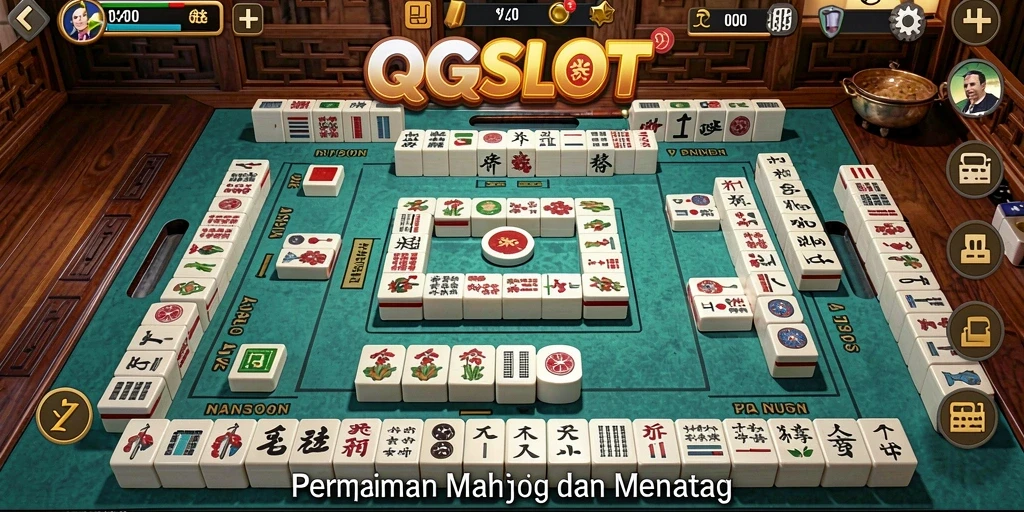 Screenshot gameplay QQSLOT yang menampilkan aksi Mahjong yang mendebarkan.