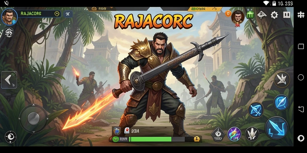 Tampilan gameplay seru dalam RAJACORC yang menampilkan taktik dan strategi.